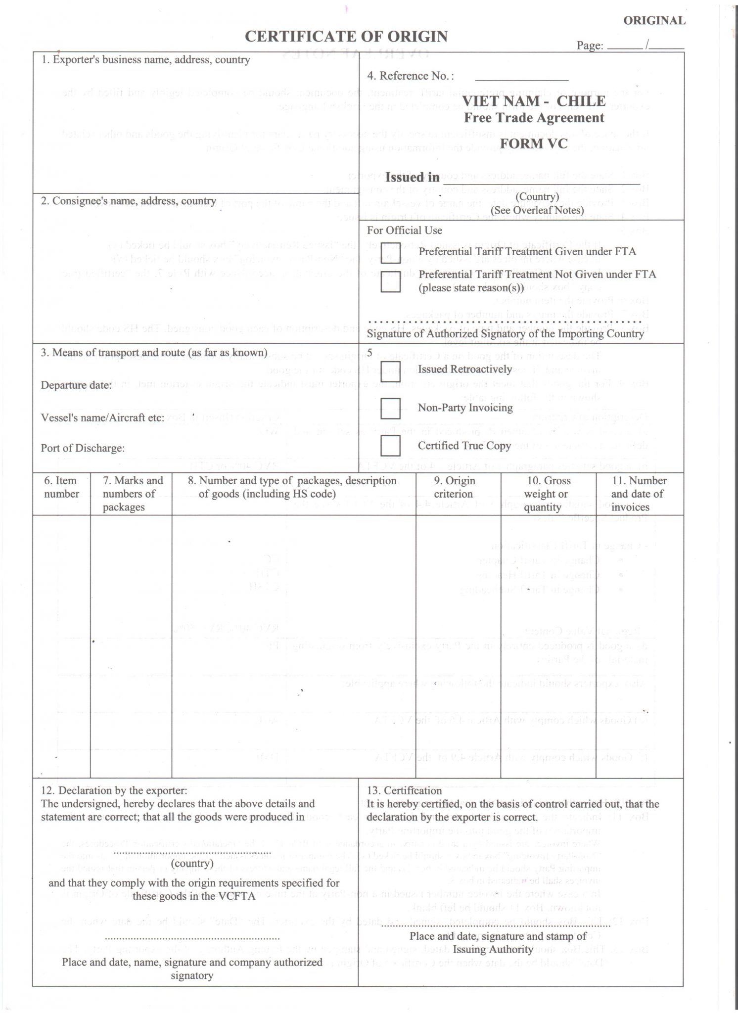 Hướng dẫn cách kê khai C/O form VK - AirportCargo